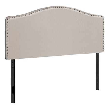 Homeroots Beige Linen Blend Upholstered Arched Queen Headboard With Nail Head Trim 490187