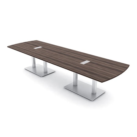 Skutchi Designs Arc Rectangle Meeting Room Table, 45 in W, 144 in L, Brown HAR-AREC-48x144-DOU-H3041-ESIL