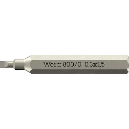Wera 800/0 Micro bits for slotted screws, 0.3 x 1.5 x 30 mm 5058104001