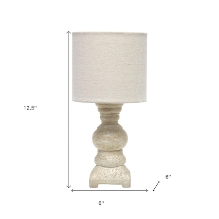 Homeroots 13" Distressed Beige Novelty Table Lamp With Beige Drum Shade 643489