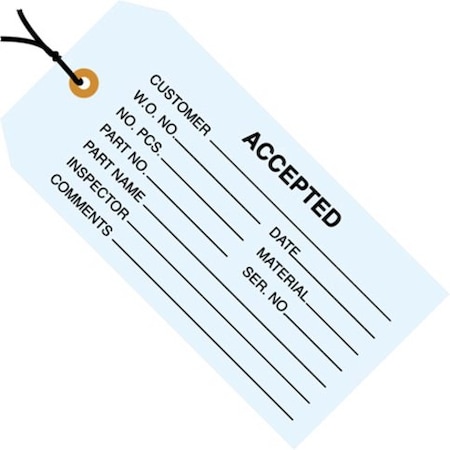 Partners Brand Tag StrungAccepted, 4-3/4"x2-3/8", PK1000, 13 Point Cardstock, 4 3/4" W, Blue, 1000 PK G20012
