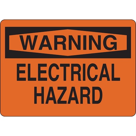 Brady WARNING Electrical Hazard Sign, 7in H x 10in W x 0.11in D, Fiberglass, Not Illuminated 20196