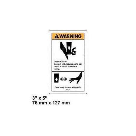 Jlg REPLACEMENT DECAL, WARN CRUSH HAZARD HAND 28161GT