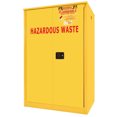 Securall Hazardous Waste Drum Storage Cabinet, 75 Gallon, 1 Shelves, 43 in W x 65 in H x 31 in D, Yellow W2075