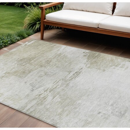 Homeroots 8' X 10' Ivory Beige And Taupe Abstract Washable Indoor Outdoor Area Rug 577718