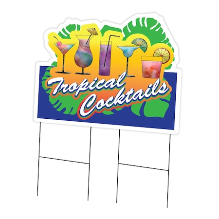 Signmission Tropical Cocktails Die Cut Yard & Stake outdoor plastic coroplast window, 2436-Tropical Cocktails C-DC-2436-Tropical Cocktails19