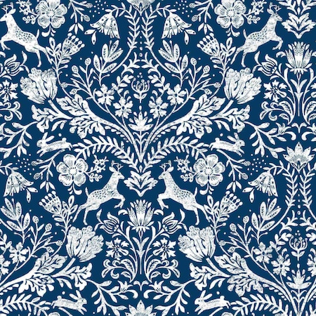 Chesapeake Forest Dance Navy Damask Wallpaper 3124-13883