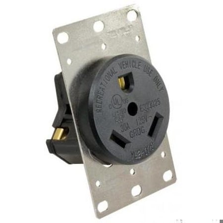 Jr Products 30 AMP RECEPTACLE W/MOUNTING PLATE 15075