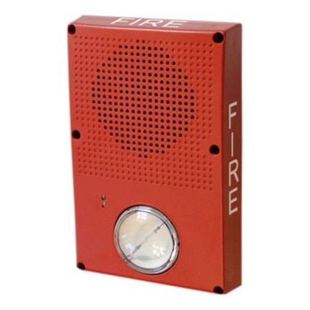 Edwards Signaling Outdoor Speaker Strobe, Marked Fire, Red WG4RF-SVMC