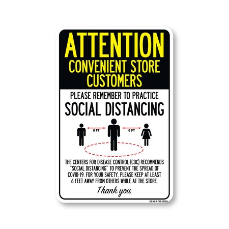 Signmission Public Safety, Convenient Store Customers Practice Social Distancing, 10in X 7in, OS-NS-A-710-25359 OS-NS-A-710-25359