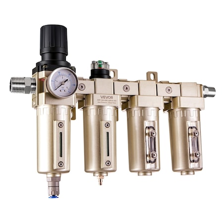Vevor Air Compressor Filter Regulator 3/4 in NPT 4-Stage Drying System Auto Drain AWF+AM+AMK+AMK40-06D