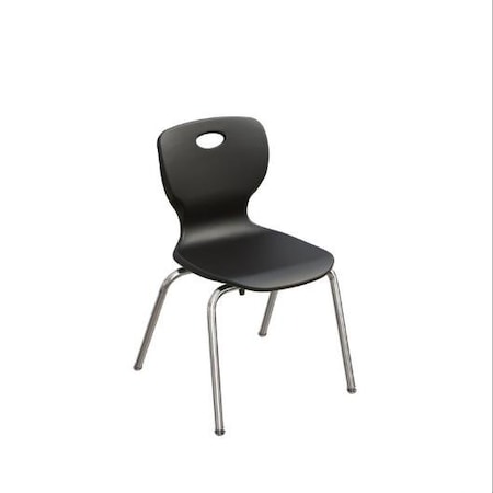 Correll Stacking Student Chair, 14in, Light Texture Seat, Chrome Legs, Black, 4PK CSCHR14-09-4PK