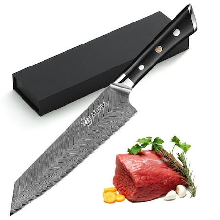 Tablero 8 in. Thunder-X Series 50 mm Ultra-Wide Blade Damascus Gyuto Chef Knife TA4266485