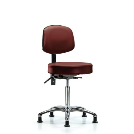 Blue Ridge Ergonomics Vinyl Stool, Back Chrome, Med Bench, Glides, Taupe BR-VMBST-CR-T0-NF-RG-8815