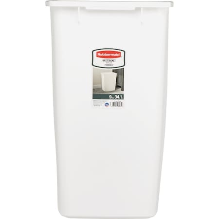 Rubbermaid 9 Gal. White Wastebasket FG2806TPWHT