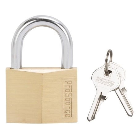 Prosource Padlock, Standard Shackle, 5/16 in Dia Shackle, 1-1/2 in H Shackle, Steel Shackle, Brass Body HD10050