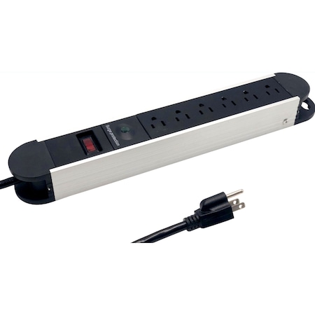 Famatel Usa Power Strip, Surge Protection, 6 ft., Black/Aluminum FRAAKS06