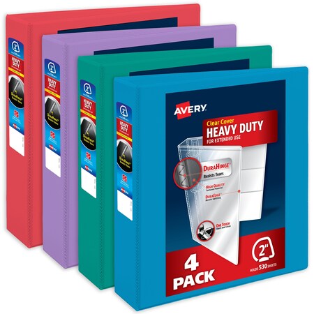 Avery Binder, Assorted Bright Colors Heavy, PK4 79636