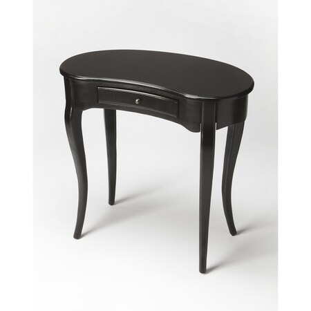 Homeroots 32" Black Solid Manufactured Wood Kidney Writing Desk 389430