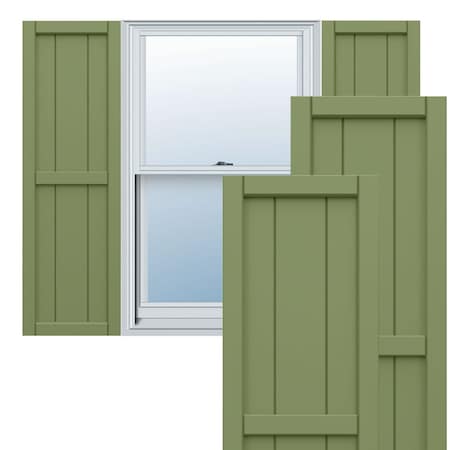 Ekena Millwork True Fit PVC, Two Board Framed Board-n-Batten Shutters, Moss Green, 10 3/4W x 64H, PR TFP101BF11X064MG
