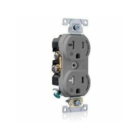 Leviton Duplex Receptacle Outlet, 20A, Gray, 125V TBR20-S2G