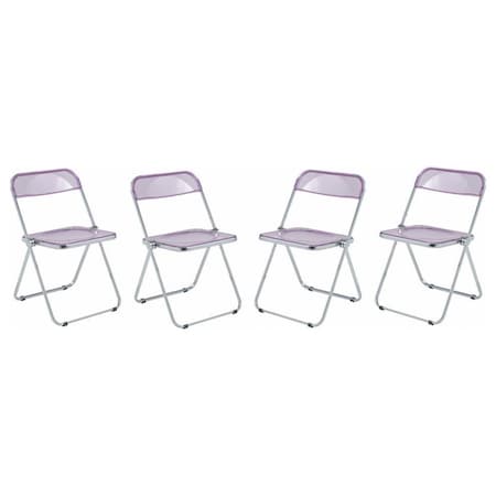 Leisuremod Lawrence Acrylic Folding Chair with Metal Frame, Magenta, 4PK LF19PU4