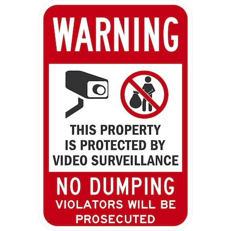 Lyle Warning This Property is Protected by Video Surveillance, 12x18, Diamond Grade, White G-2818-DG_12x18
