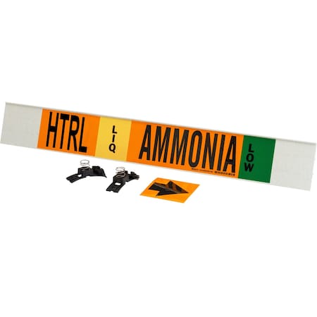 Brady HTRL LIQ AMMONIA LOW Pipe Marker, 4in H x 24in W, Fits Pipes 8in Dia. or Larger 145944