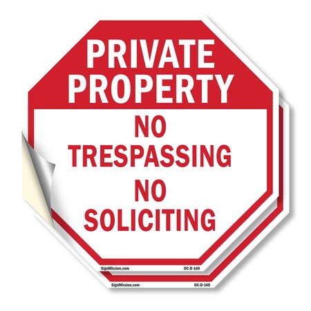 Signmission Private Property No Trespassing No, 4 inch X 4 inch, Vinyl Decal, 2PK OC-D-2PACK-4-140