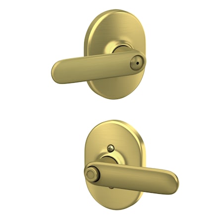 Schlage Residential Davlin Lever with Remsen Rose Privacy Lock with 16080 Latch and 10027 Strike Satin Brass Finish F40DAV608RMN