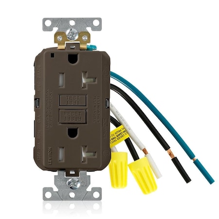 Leviton SmartlockPro GFCI 20A TR/PI Ind Gr Brn GFTR2-5L