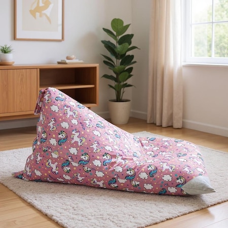 Homeroots 35" Light Pink Microfiber Specialty Unicorn Pouf Cover 546269