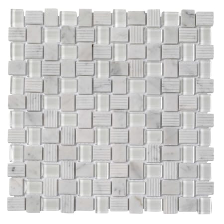Apollo Tile 12x12 Bianco Carrara Glass Marble Polished Floor and Wall Mosaic Tile 4.83 sqft/case, 5PK APLBL8804CAA