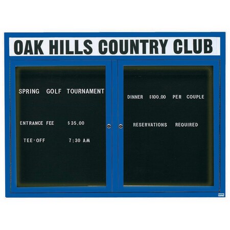 Aarco Illuminated Outdoor Enclosed Directory w/ Al Frame Header, Powder Coated Blue, 48''Hx60''W OADC4860HIB