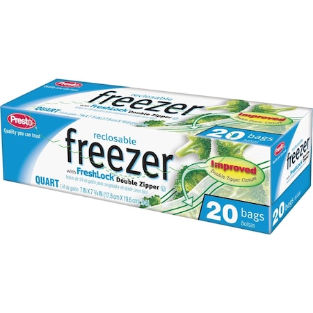 Presto 1 Qt. Reclosable Double Zipper Freezer Bag, 20 Count C003710S