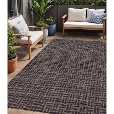 Homeroots 5' X 8' Chocolate And Black Geometric Washable Indoor Outdoor Area Rug 595542