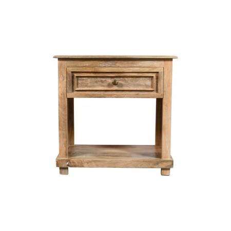 Homeroots 28" Distressed Natural One Drawer Solid Wood Nightstand 555411
