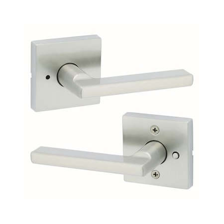 Kwikset Halifax Lever , Square Rose New Chassis Privacy Door Lock , 6AL Latch, RCS Strike Satin Nickel Finish 730HFLSQT-15