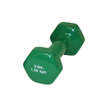 Cando International 3 lbs Vinyl Coated Dumbbell, Green CanDo-10-0552-1