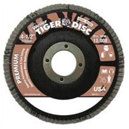 Weiler Tiger Disc Angled Style Flap Discs-4.5 in.-40 Grit 804-50563