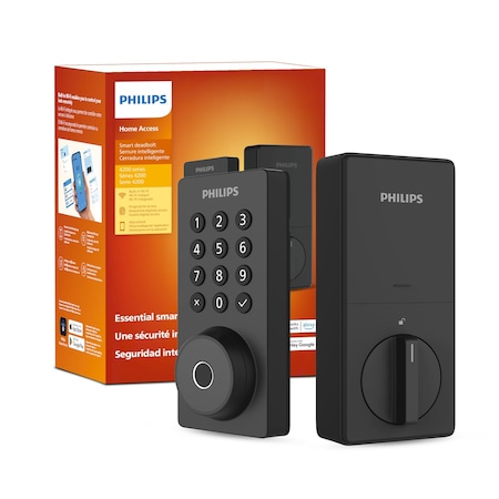 Philips Smart Wi-Fi Door Lock with Push Button Lighted Keypad Pin Code, Fingerprint Scanner DDLOM1042X-1HW-MB