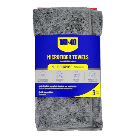 Wd-40 Multipurpose Microfiber Towel - Gray Color, 3PK L40132