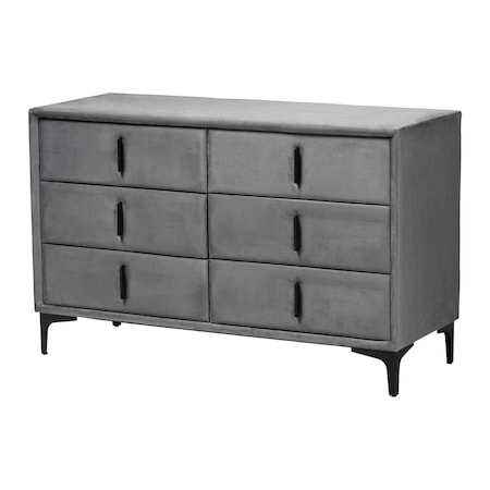 Baxton Studio Etienne Modern Slate Grey Velvet 6-Drawer Dresser 254-13991-ZORO