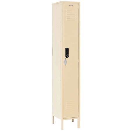 Global Industrial 1-Tier 1 Door Digital Locker, 12"Wx15"Dx78"H, Tan, Unassembled 413191