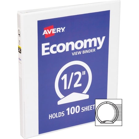Zoro Select 1/2" Round Economy Binder, White, 11 x 8.5 AVE05706