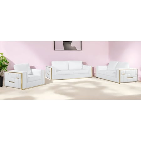 Homeroots White Top Grain Leather Five Person Seating Set 534160