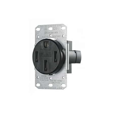 Hubbell 4-Prong Dryer Outlet, 50A 125/250V, 3-Pole 4-Wire, 14-50R, Black RR450F