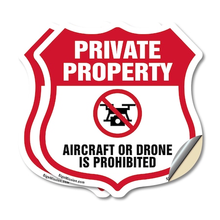 Signmission No Drone Shield Sign Aircraft Or Drone I, 4 inch X 4 inch, Vinyl Decal, 2PK SHI-D-2PACK-4-391