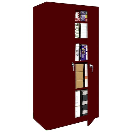 Steel Cabinets Usa Storage Cabinet, 72 in H, 36 in W, Wine Red, 4 Shelves FS-36-WR