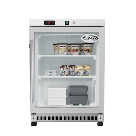 Koolmore 24 in. Commercial Countertop Display Freezer in White w/ Stainless Steel and Glass Door, 4.6 Cu.ft KM-MDF46GD